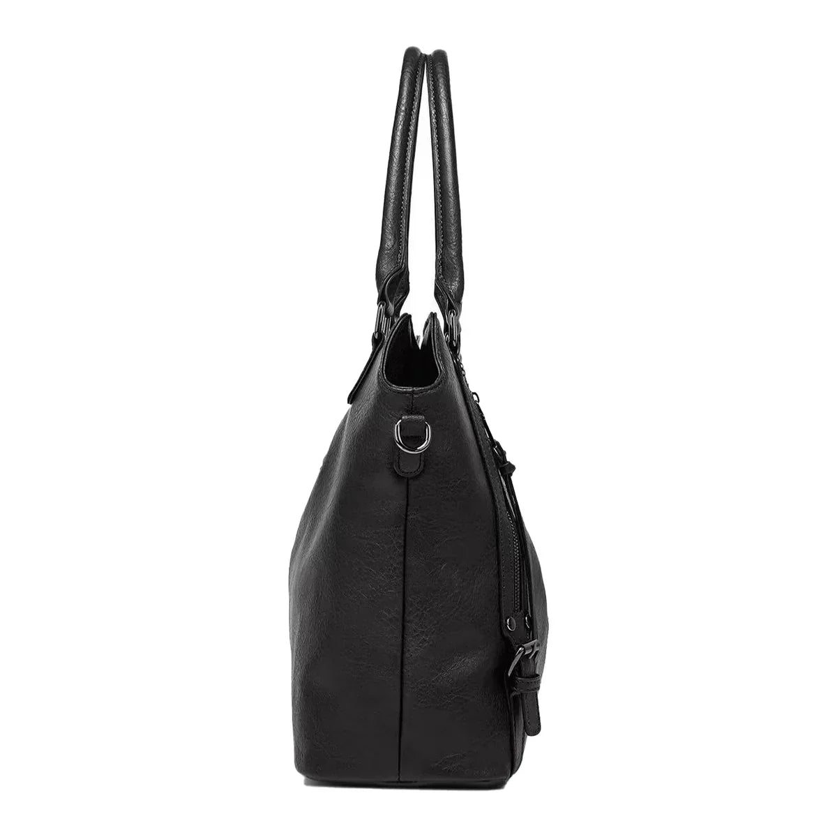 Anwra Leather Tote Bag Black – Side View