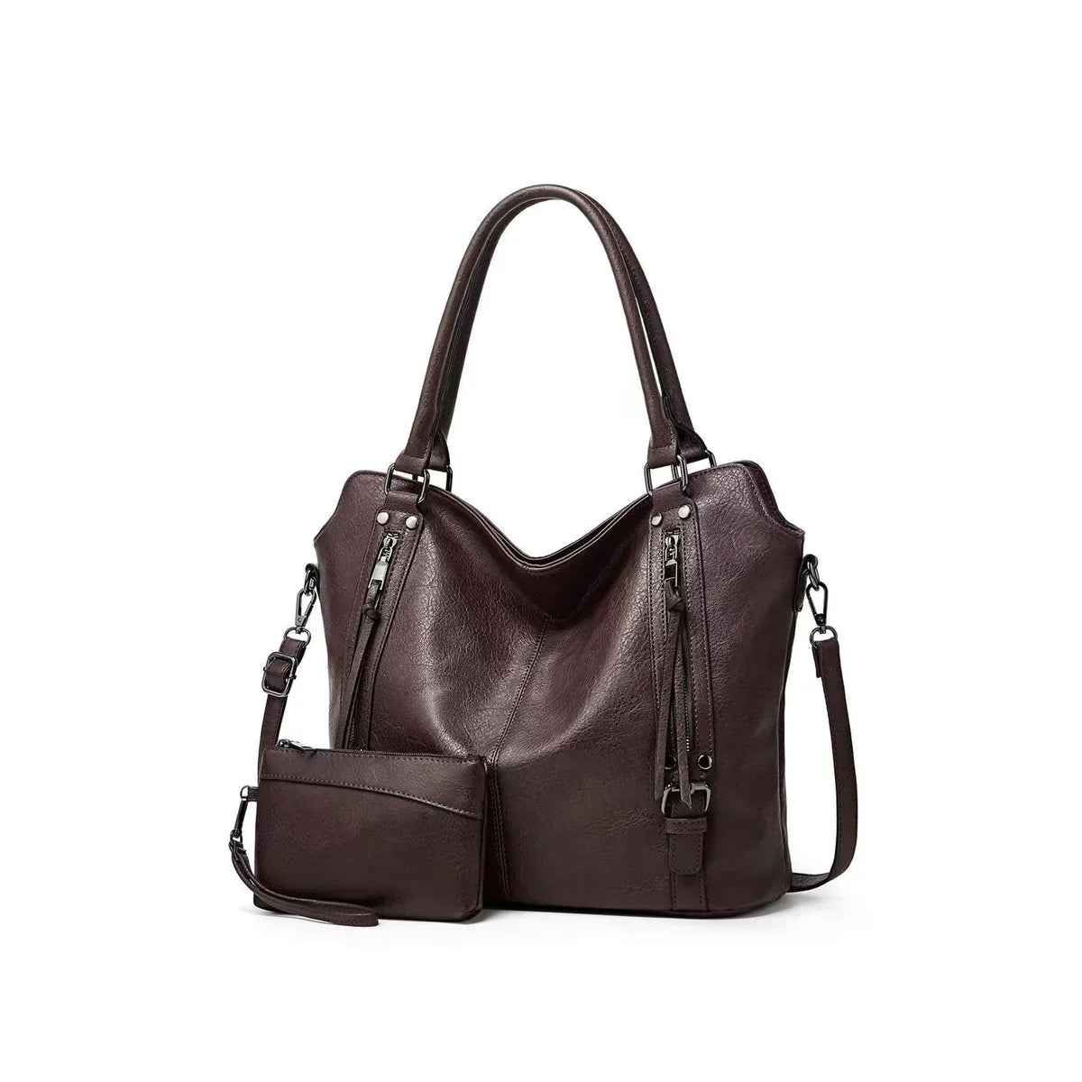 Anwra Leather Tote Bag Coffee – Front View